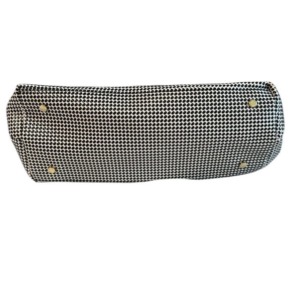 Gianni Bini Black & White Geometric Dot Structured Satchel with Gold Hardware - Picture 8 of 12